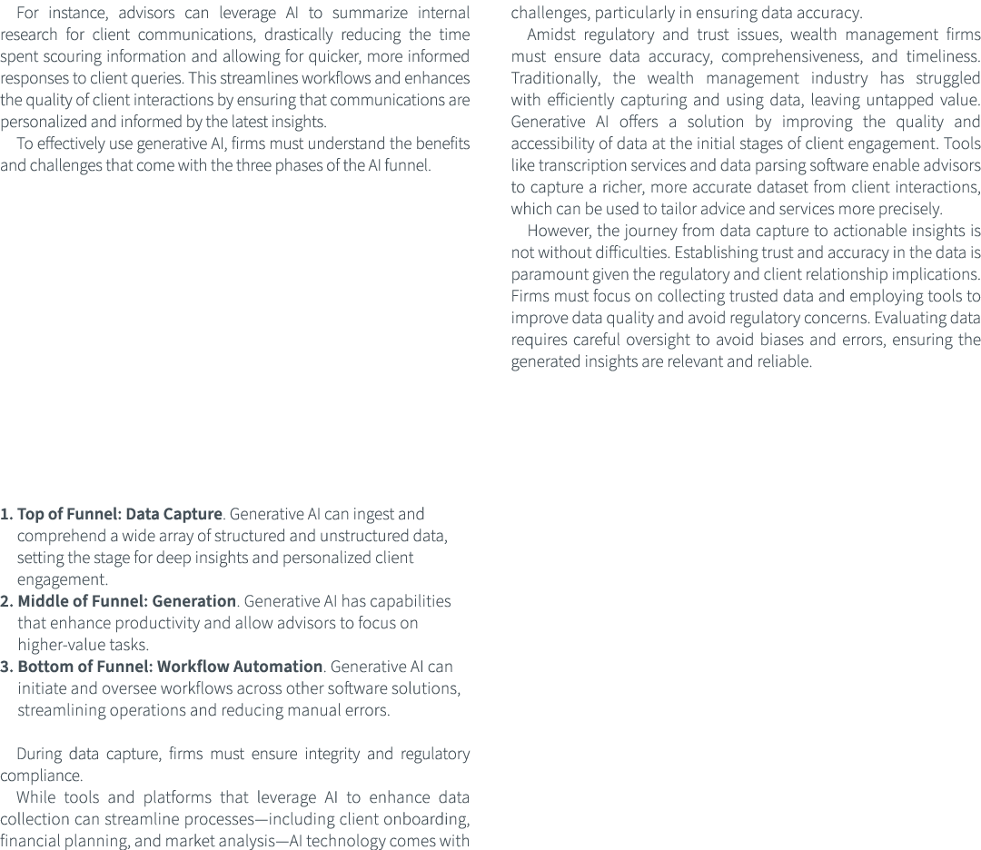 For instance, advisors can leverage AI to summarize internal research for client communications, drastically reducing...
