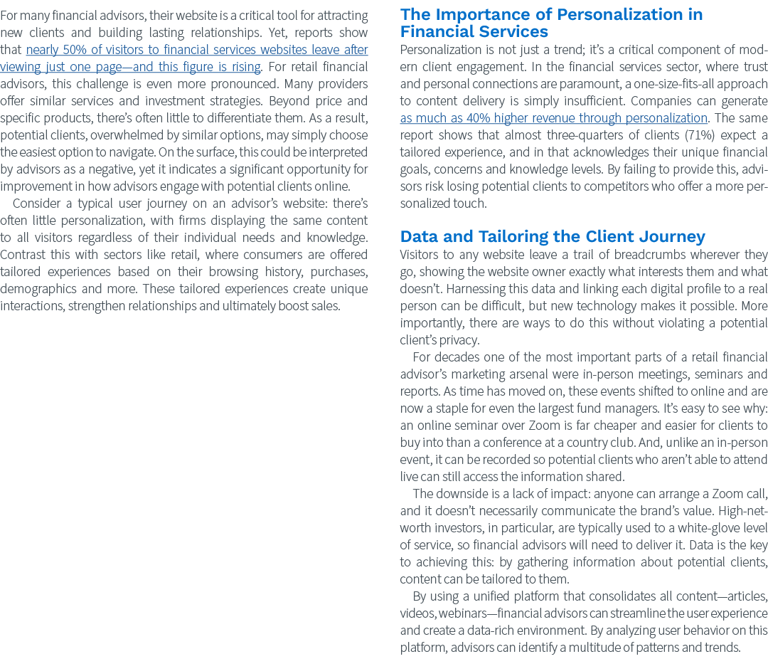 For many financial advisors, their website is a critical tool for attracting new clients and building lasting relatio...